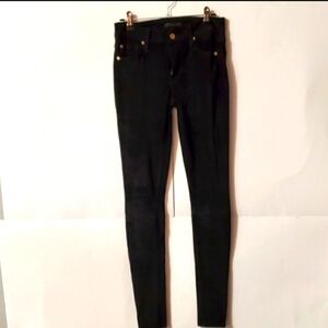 7 FOR ALL MANKIND LOW RISE STRAIGHT LEG BLACK STRETCH SKINNY JEANS WOMENS W25